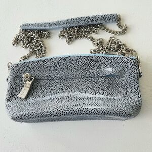 Sorial Pebbled Light Gray Crossbody with Silver Chain